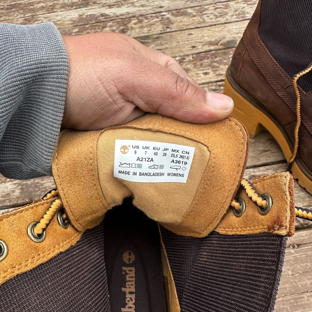 Timberland Women's Brown and Yellow Combat Boots - Picture 5 of 5